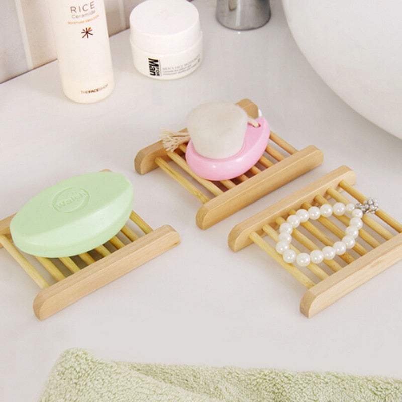 2pcs Natural Wood Soap Tray