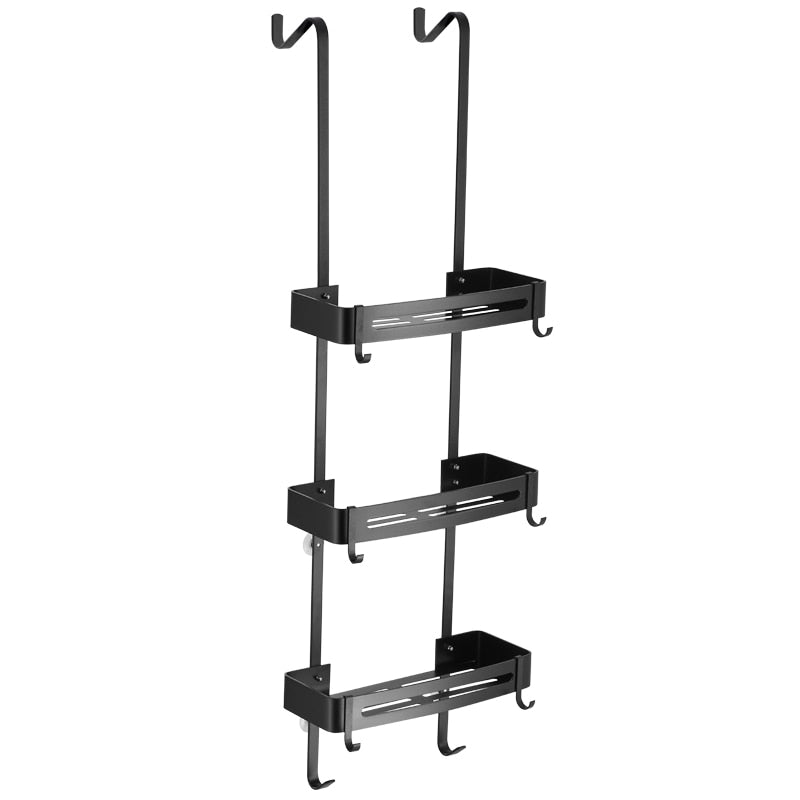 Black Hanging Bath Shelves Organizer