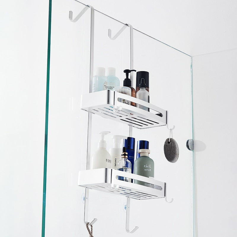 Black Hanging Bath Shelves Organizer