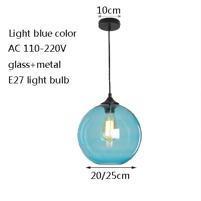 Loft Vintage 6 Color Glass Ball Pendant Lights Fixtures