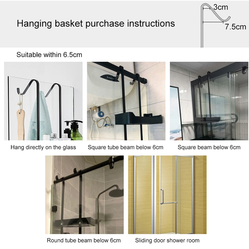 Black Hanging Bath Shelves Organizer