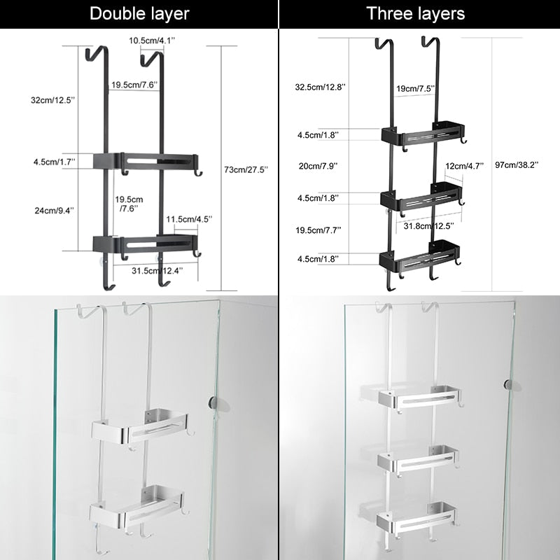 Black Hanging Bath Shelves Organizer