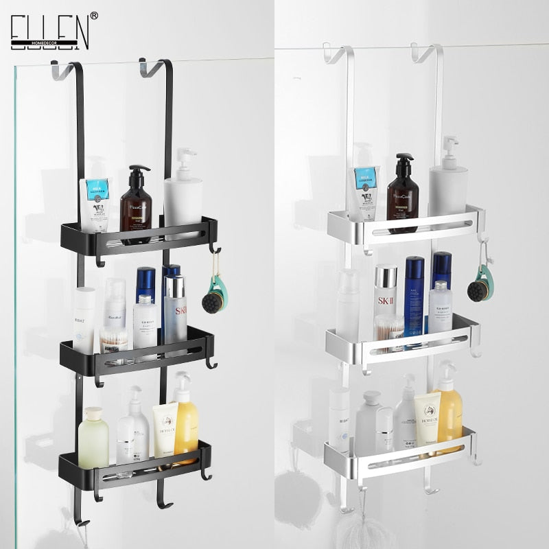 Black Hanging Bath Shelves Organizer