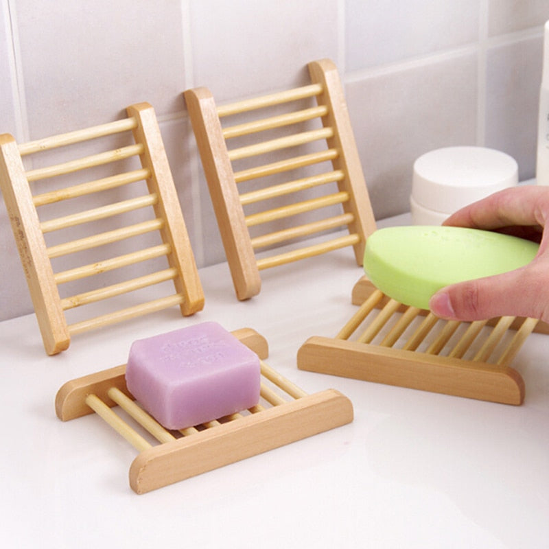 2pcs Natural Wood Soap Tray