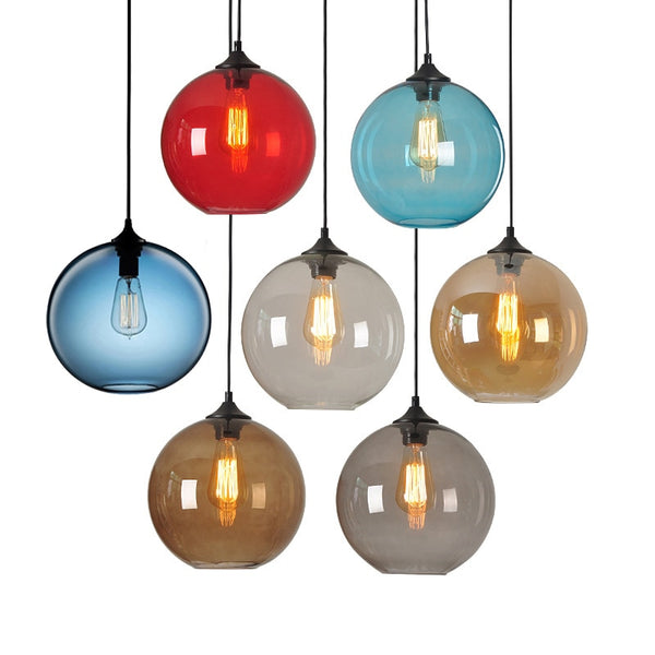 Loft Vintage 6 Color Glass Ball Pendant Lights Fixtures