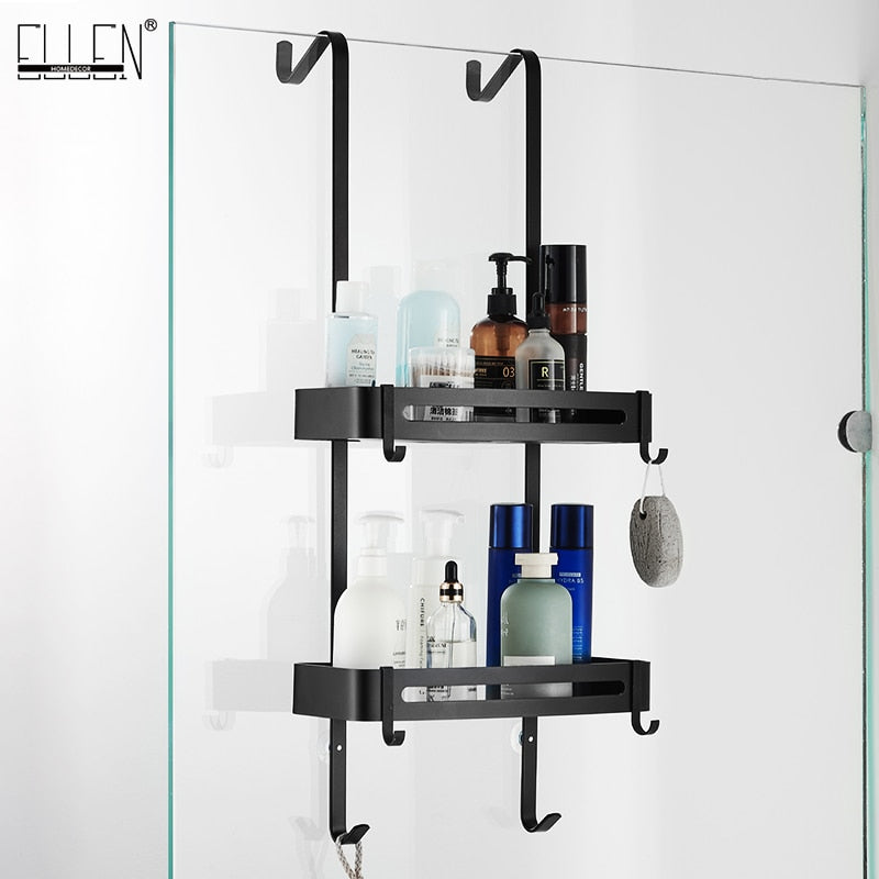 Black Hanging Bath Shelves Organizer